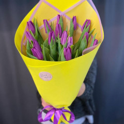 Букет «15 фиолетовых тюльпанов»